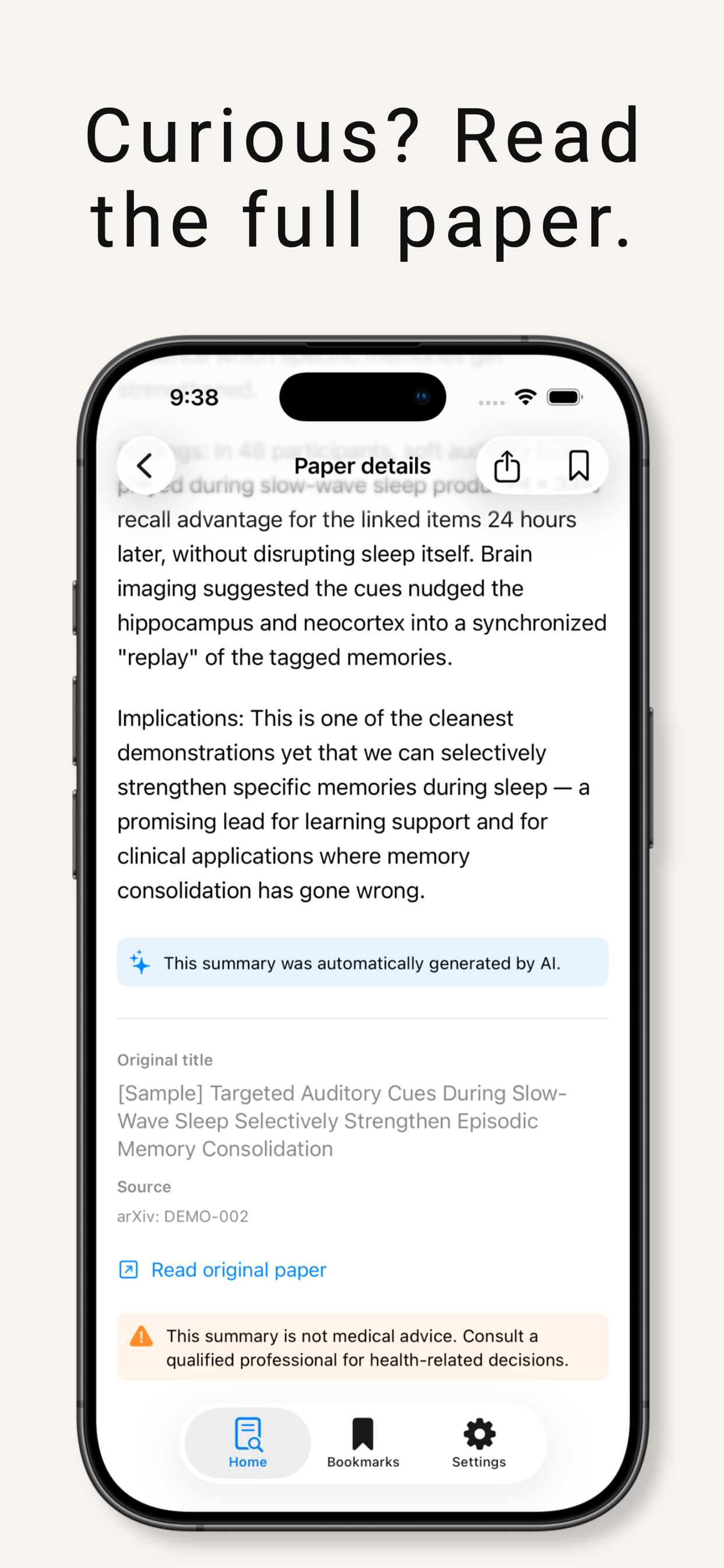 Bookmarks screen